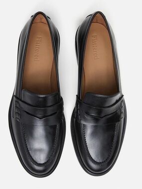Flattered Women’s Black Leather Penny Loafers, EU 40